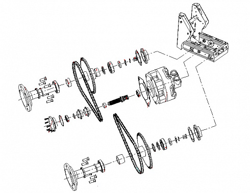 Цепь привода колеса короткая WECAN GM650/GM800