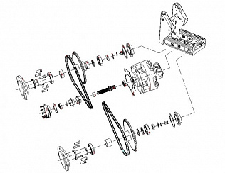 Цепь привода колеса длинная WECAN GM650/GM800